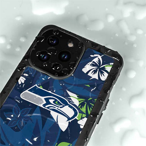 NFL Seattle Seahawks Tropical Print iPhone 15 Pro Waterproof Case